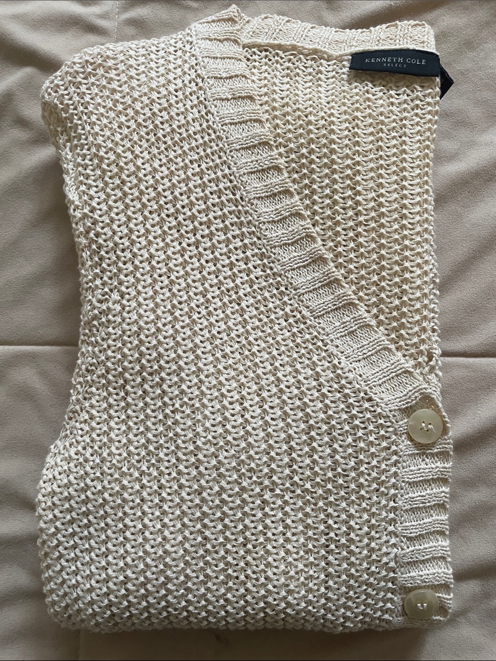 Kenneth Cole Cream Knit Cardigan Small - Picture 5 of 9